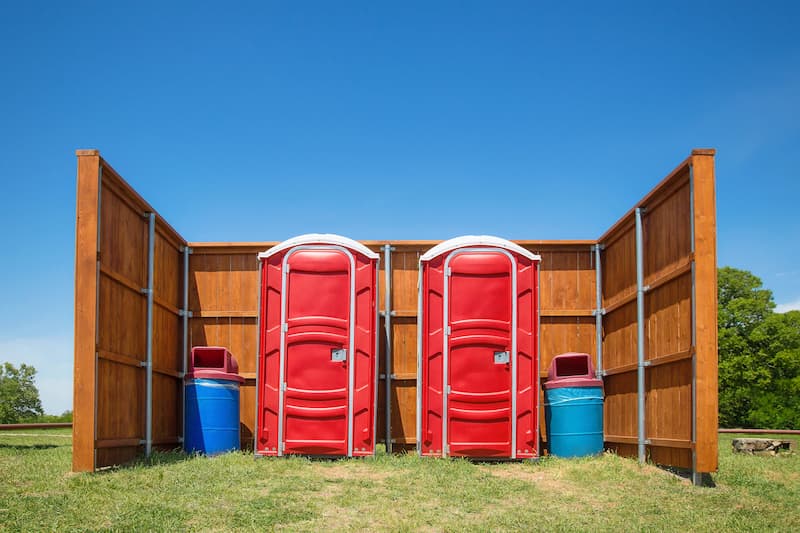 Short-term porta potty units staged for delivery in Topeka, Kansas